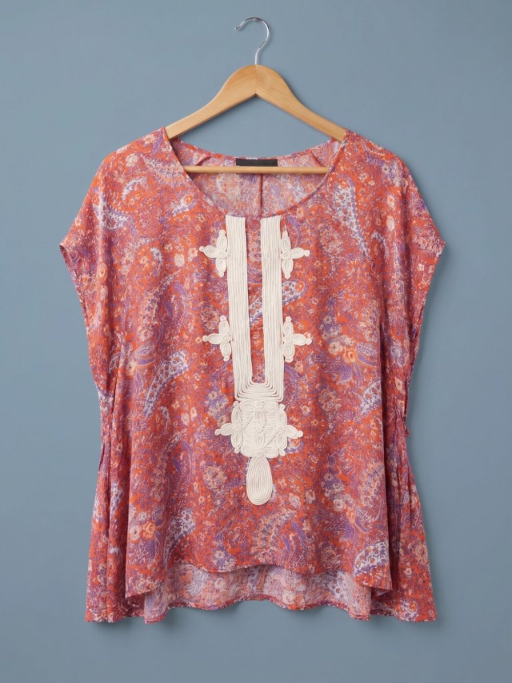 THML Paisley Floral Embroidered Boho Blouse Size Small